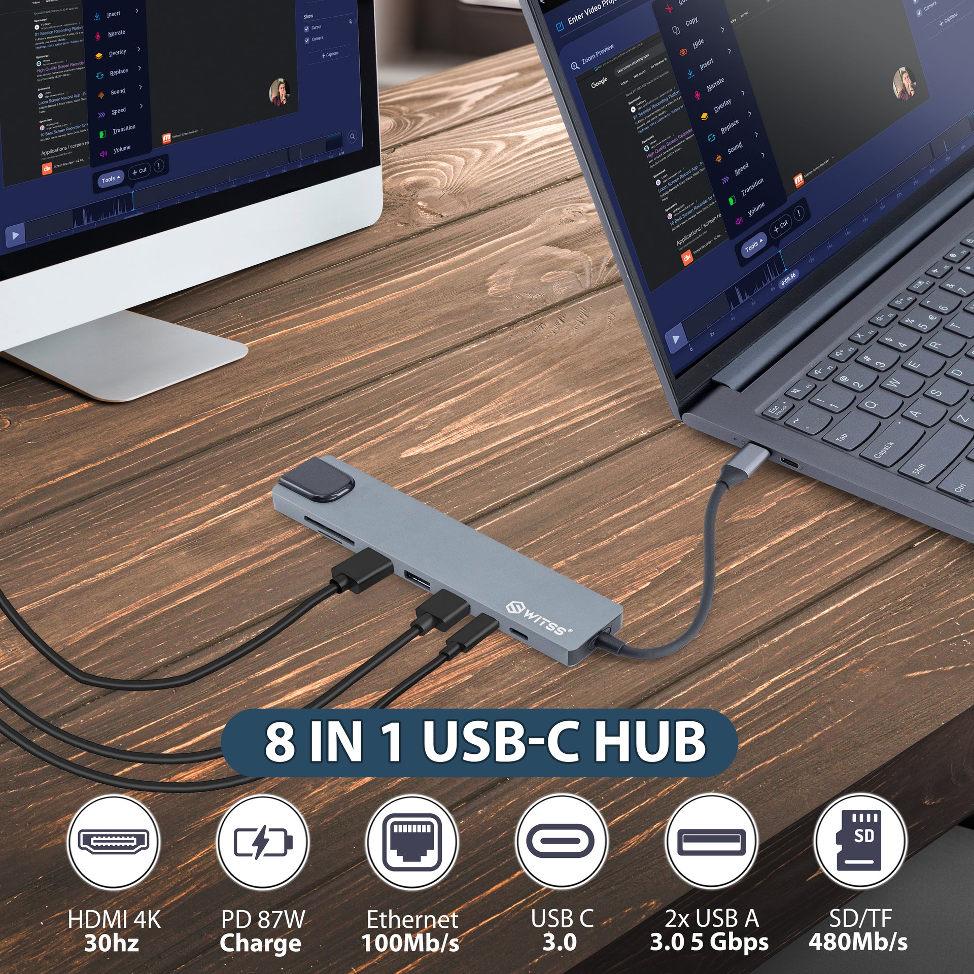 Switss® 8 in 1 USB-C Hub