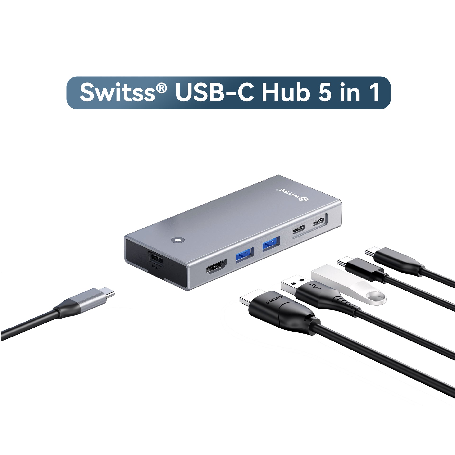 Switss® 5 in 1 USB-C en M.2 SSD behuizing Hub